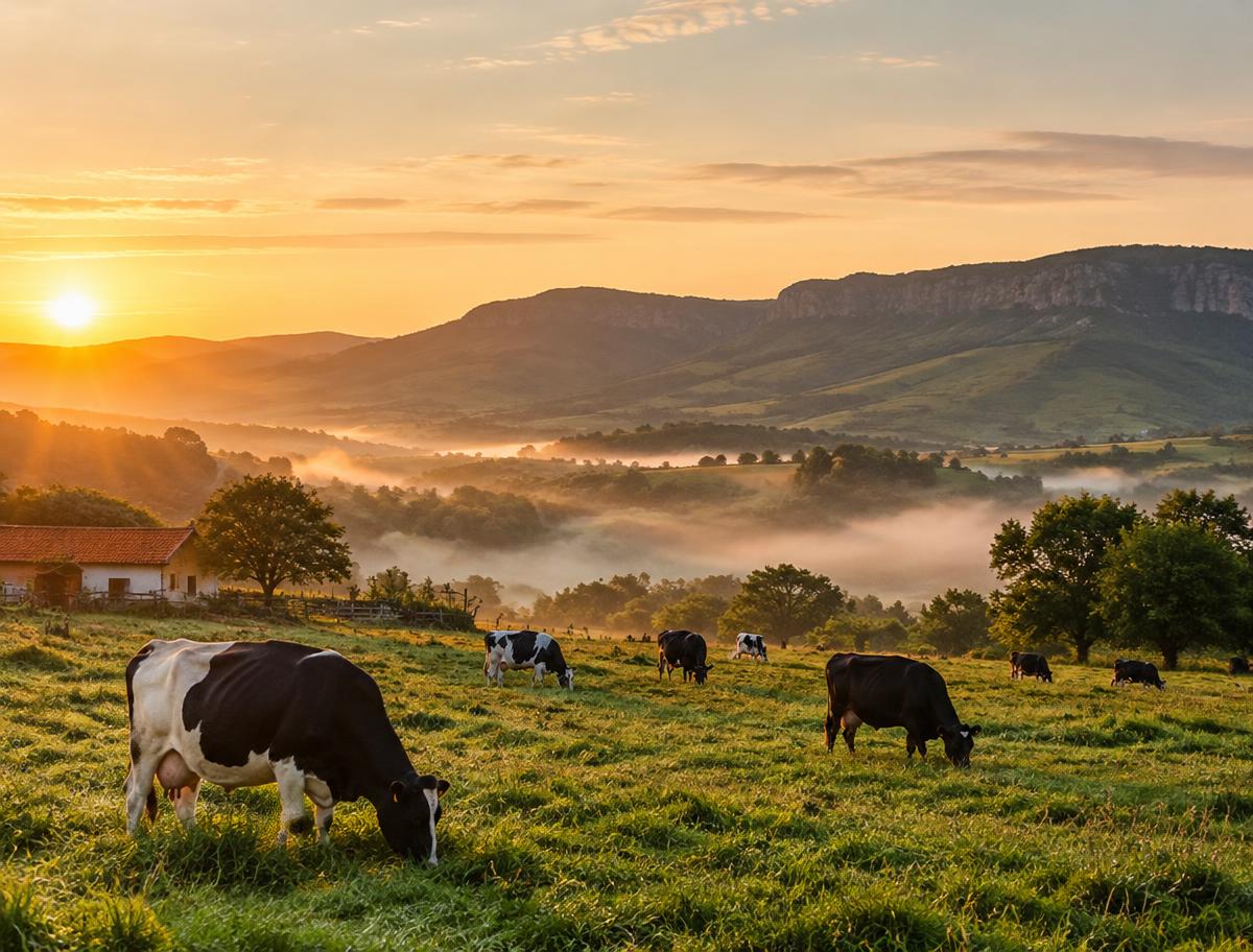 Pasto ao amanhecer nas serras de Minas Gerais